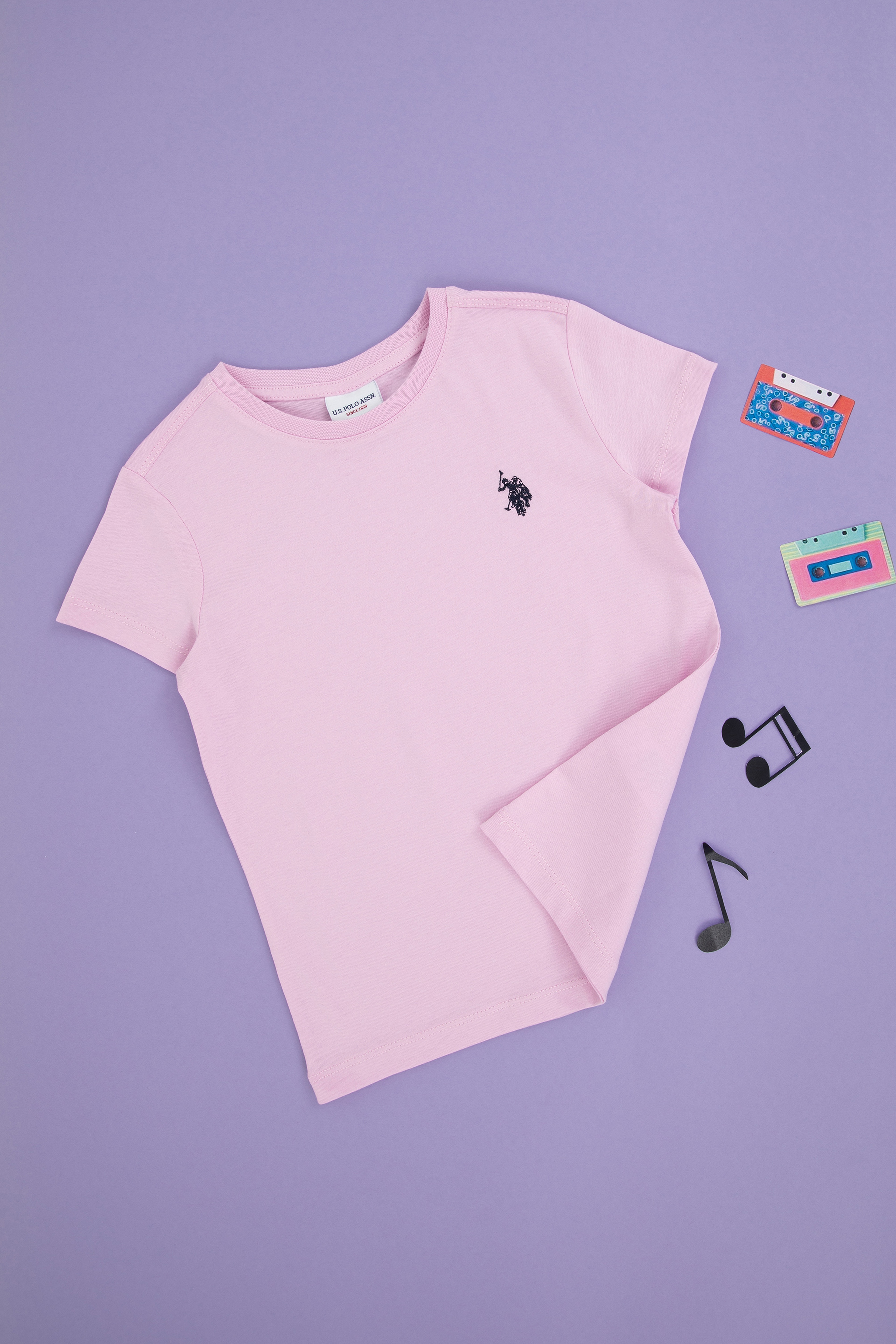 Erkek Çocuk Pembe Basic Bisiklet Yaka Tişört - Image 1