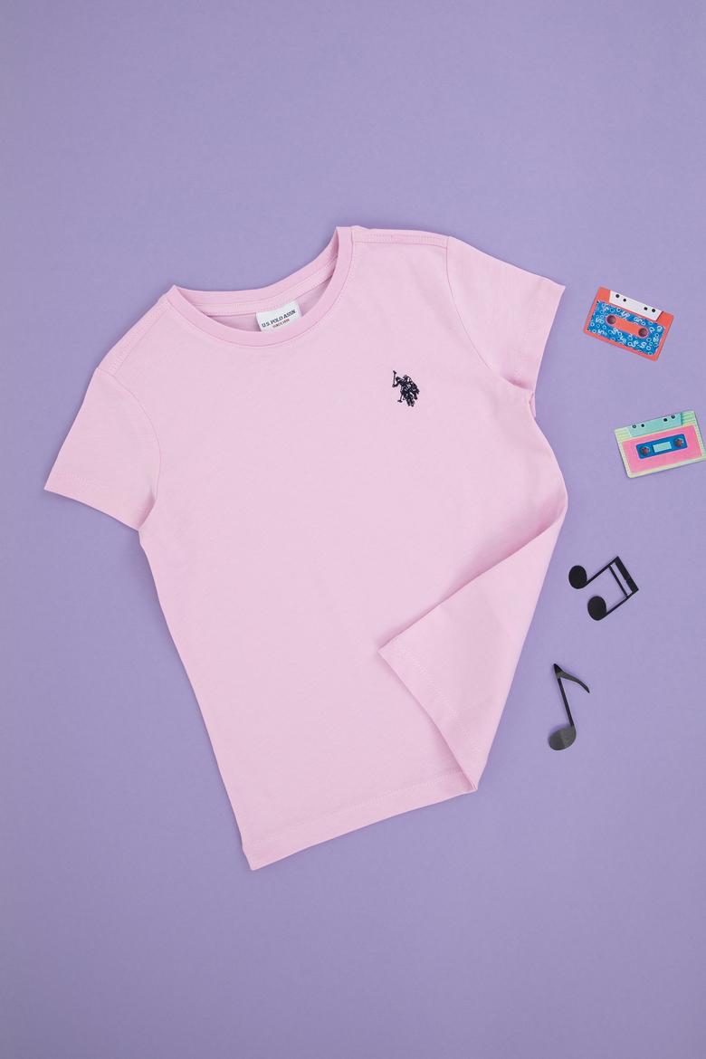 Erkek Çocuk Pembe Basic Bisiklet Yaka Tişört