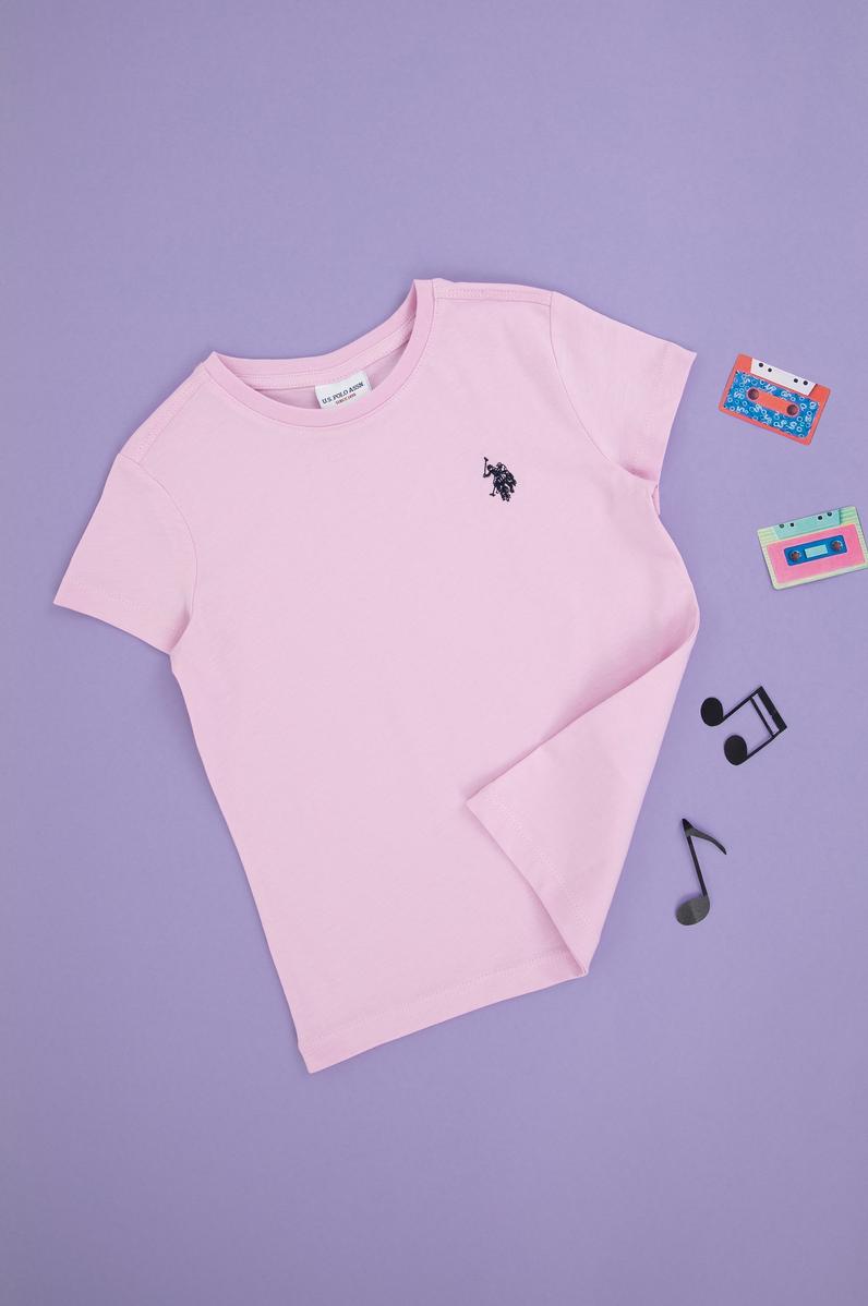 Erkek Çocuk Pembe Basic Bisiklet Yaka Tişört