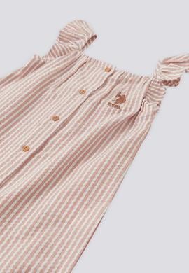 Kız Bebek Pembe Çizgili Salopet 2'li Takım - 50303671007