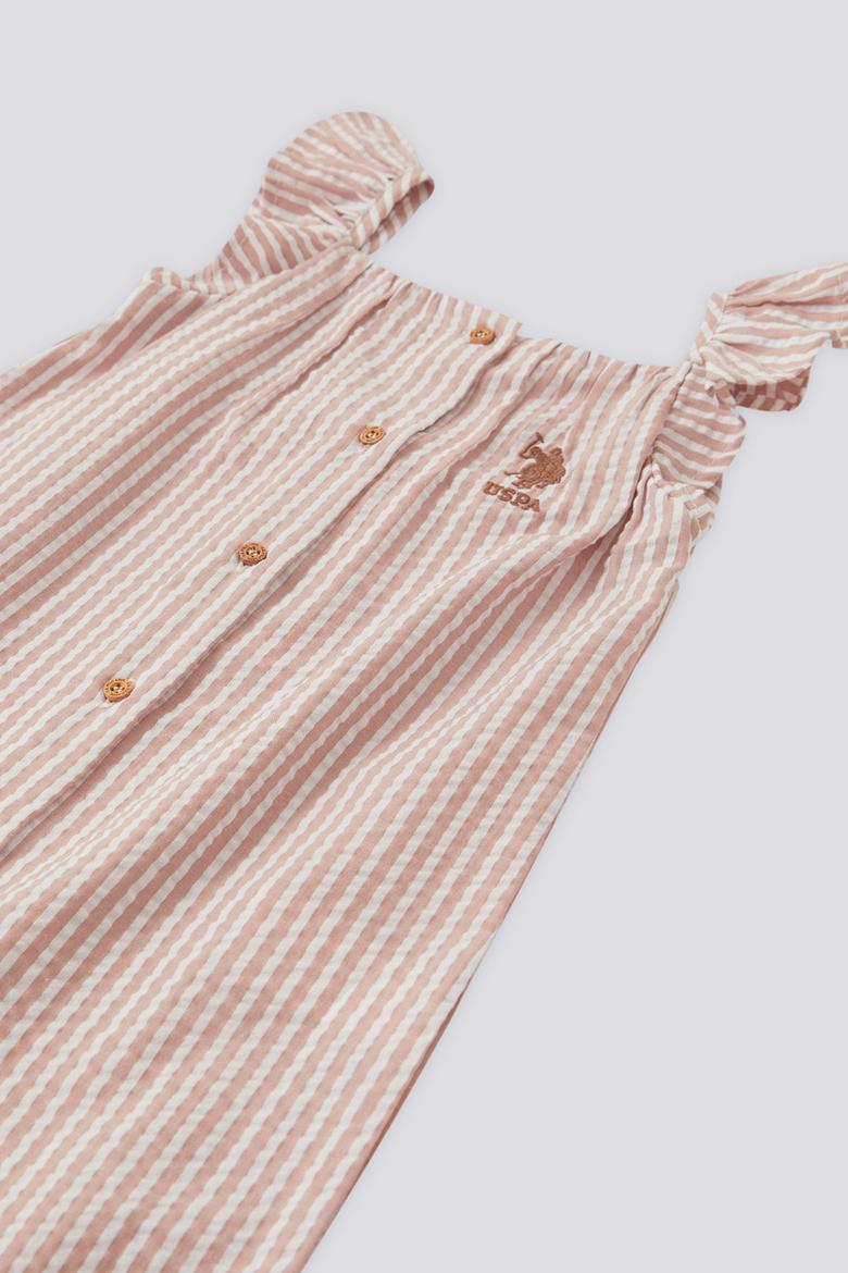 Kız Bebek Pembe Çizgili Salopet 2'li Takım - 50303671007