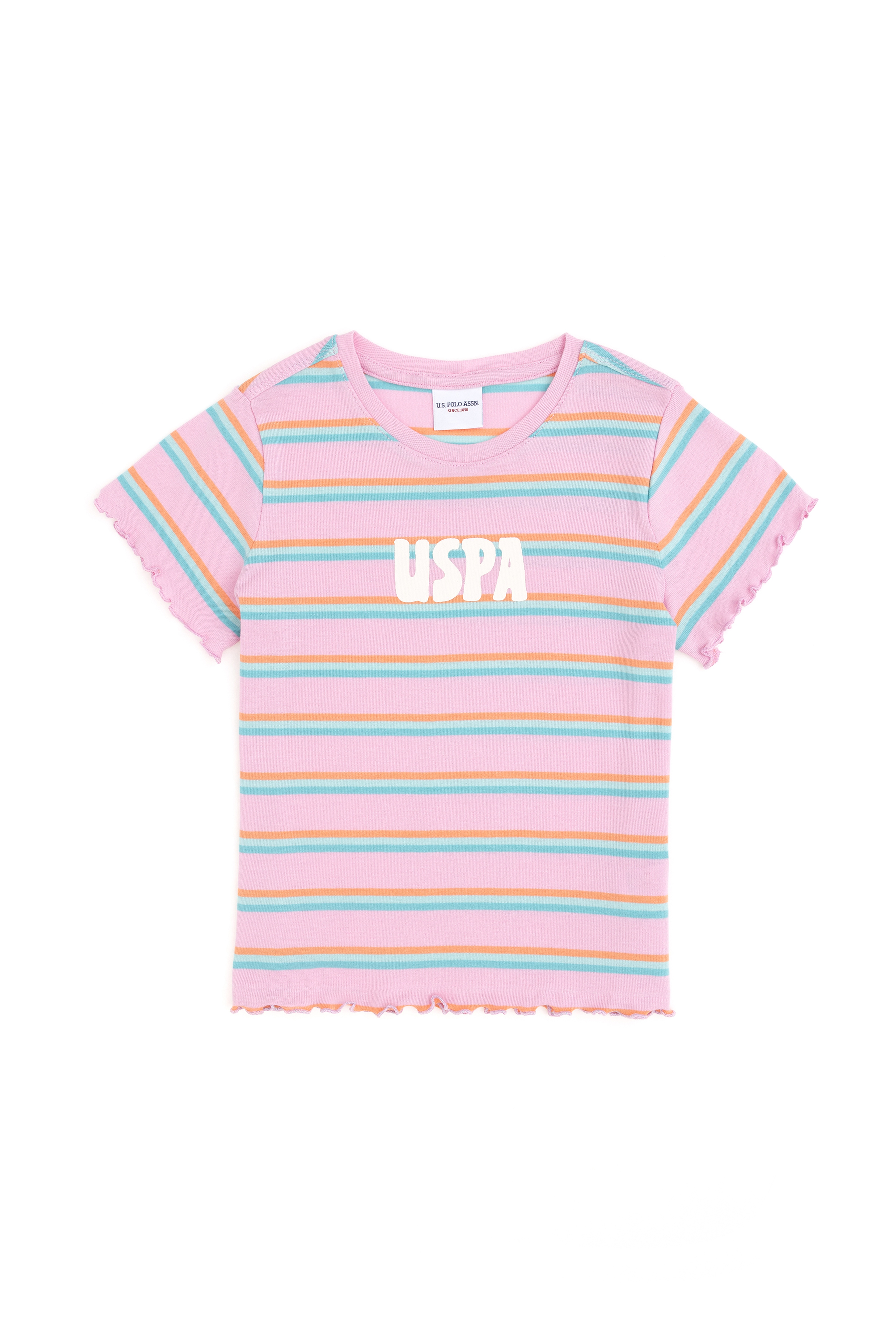 Kız Çocuk Neon Pembe Bisiklet Yaka Basic Tişört