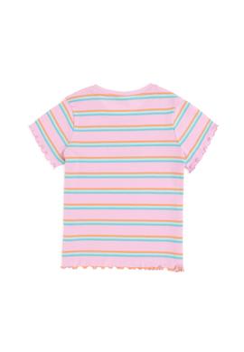 Kız Çocuk Neon Pembe Bisiklet Yaka Basic Tişört - 50294737027