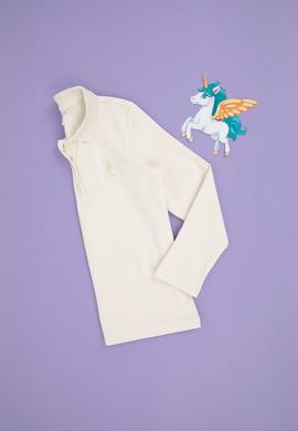 Kız Çocuk Krem Polo Yaka Basic Sweatshirt - 50296377014