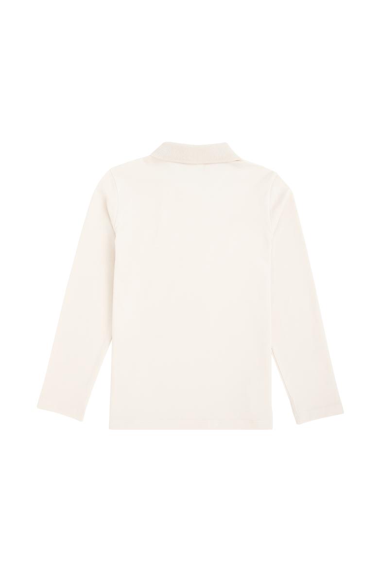 Kız Çocuk Krem Polo Yaka Basic Sweatshirt - 50296377014