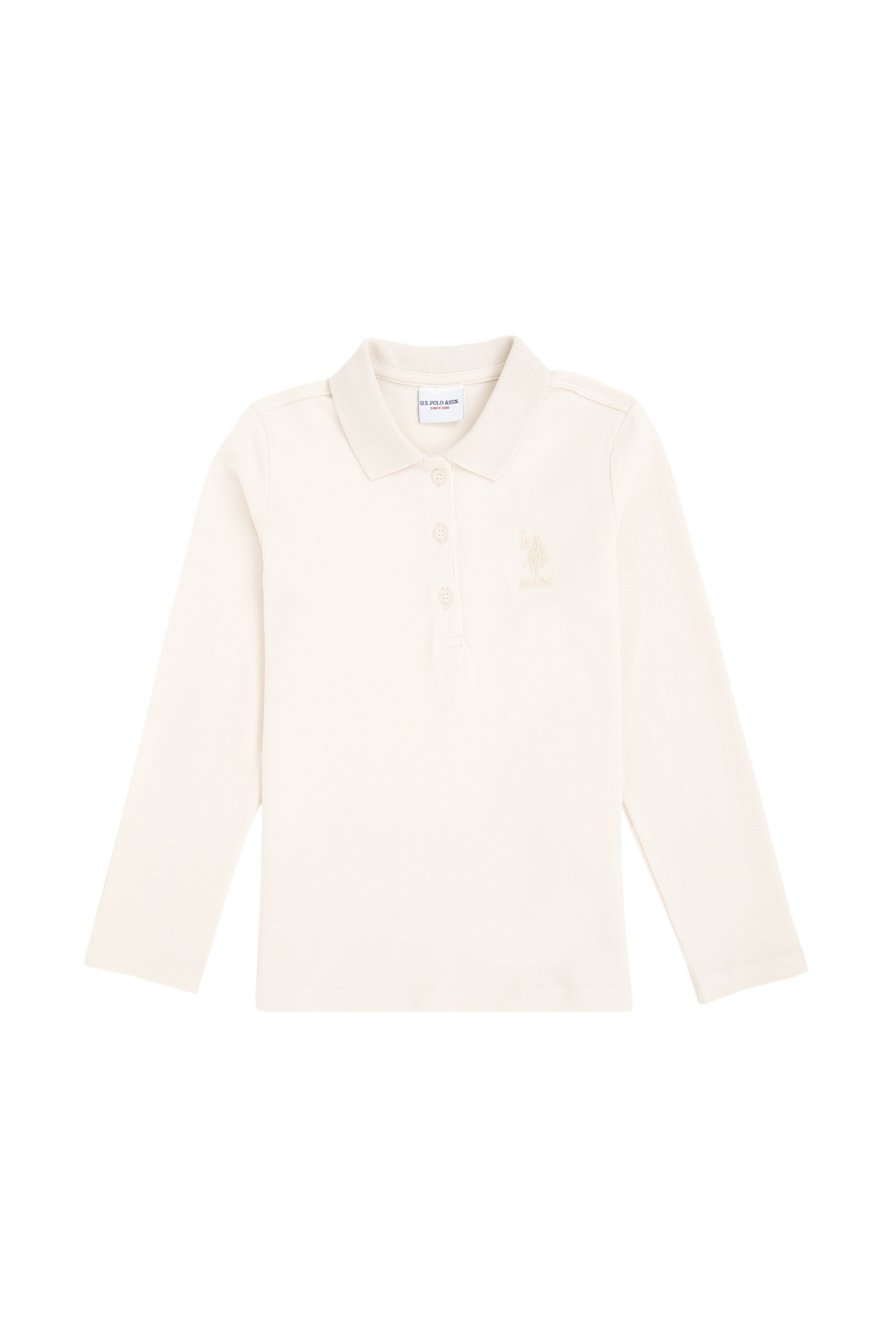 Kız Çocuk Krem Polo Yaka Basic Sweatshirt - Image 4