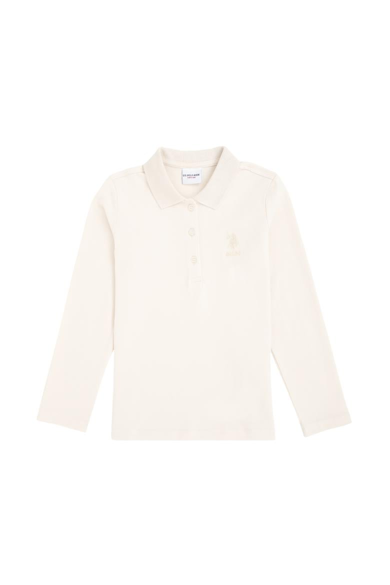 Kız Çocuk Krem Polo Yaka Basic Sweatshirt - 50296377014