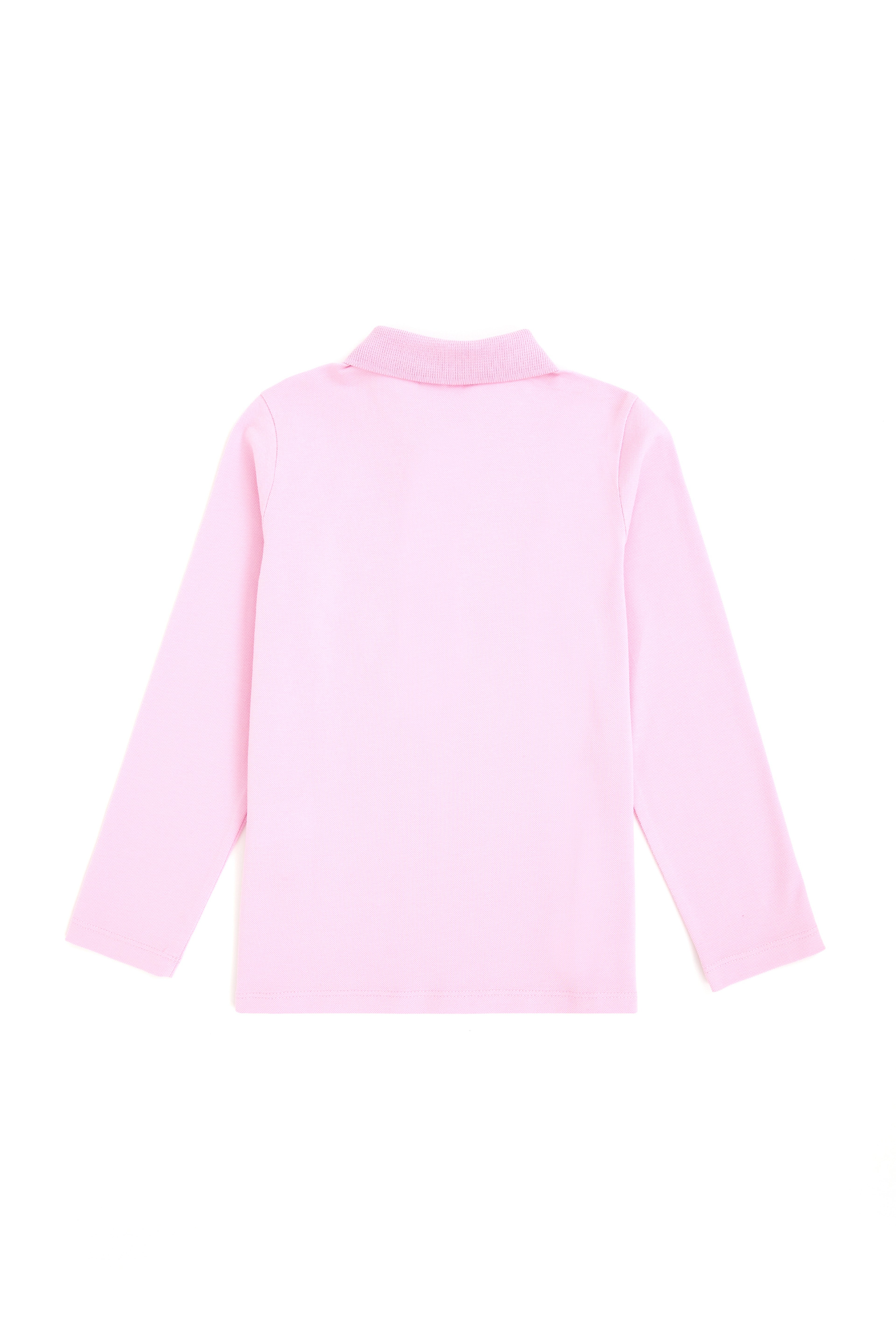 Kız Çocuk Pembe Polo Yaka Basic Sweatshirt