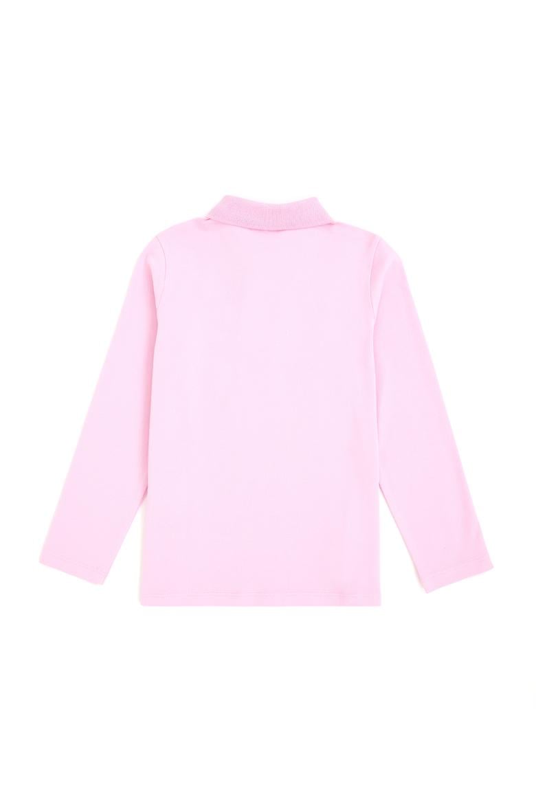 Kız Çocuk Pembe Polo Yaka Basic Sweatshirt - 50296377077