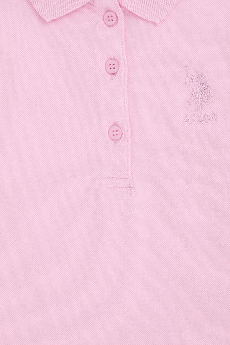 Kız Çocuk Pembe Polo Yaka Basic Sweatshirt - 50296377077