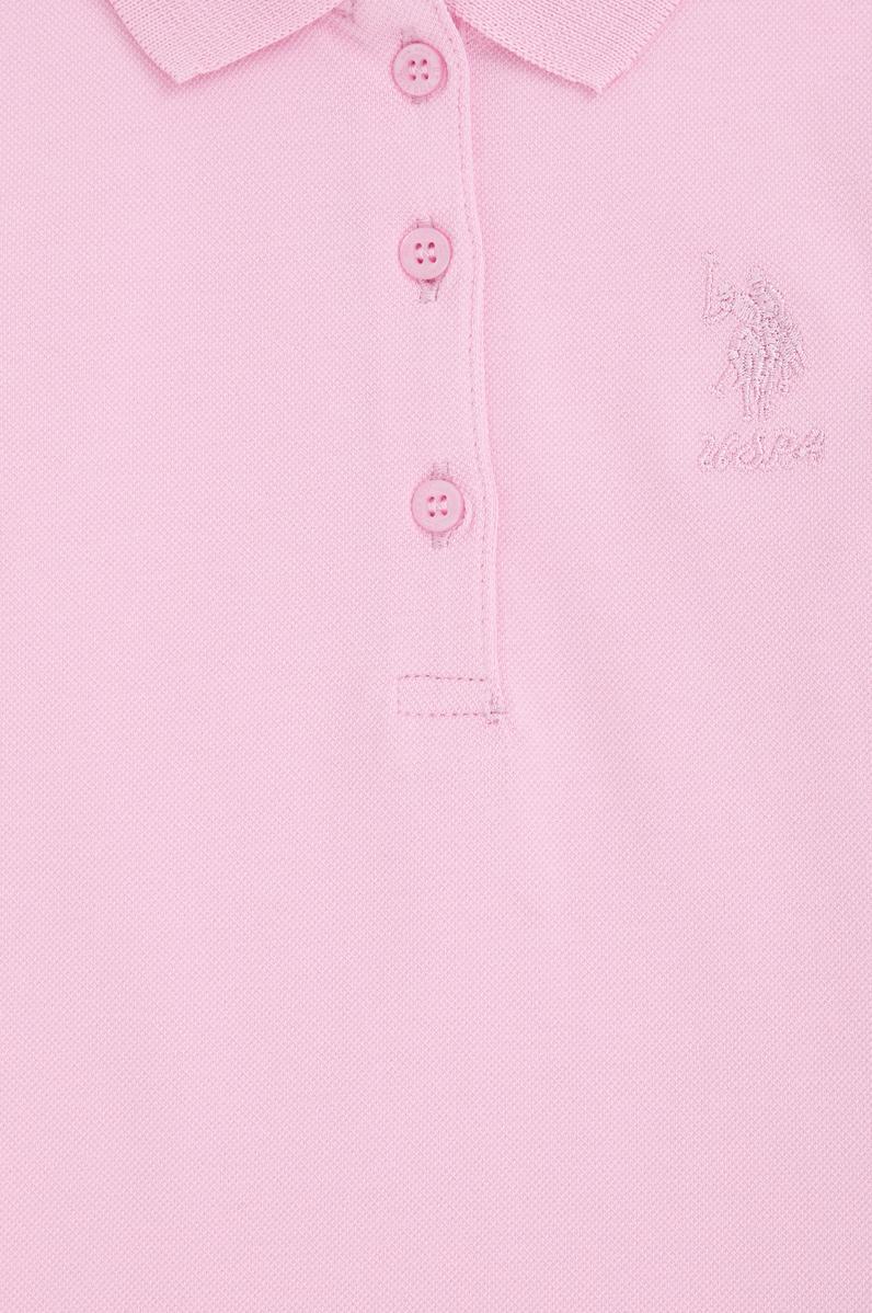 Kız Çocuk Pembe Polo Yaka Basic Sweatshirt