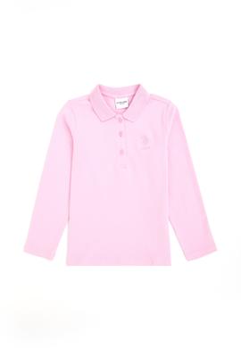 Kız Çocuk Pembe Polo Yaka Basic Sweatshirt - 50296377077