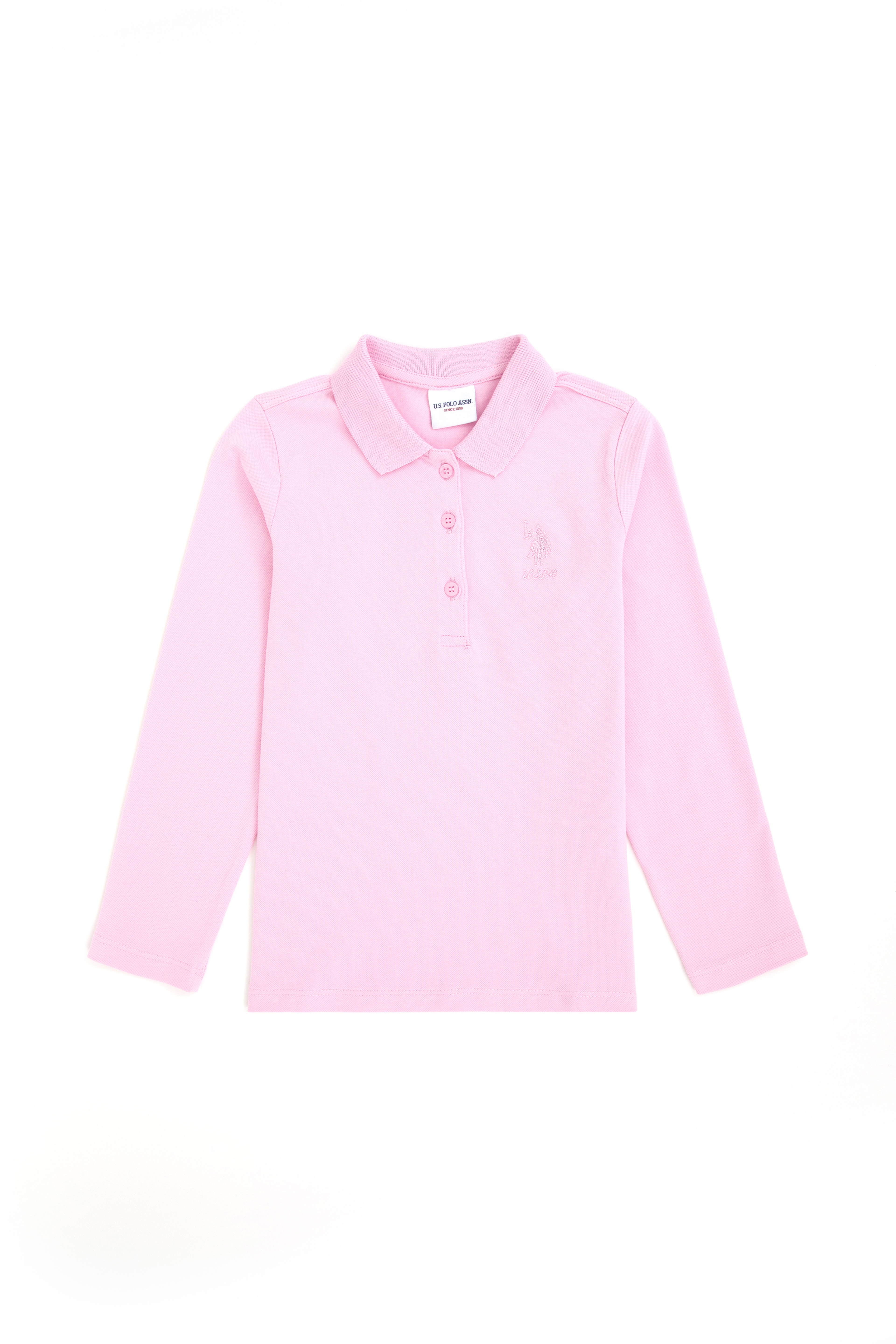 Kız Çocuk Pembe Polo Yaka Basic Sweatshirt - Image 4