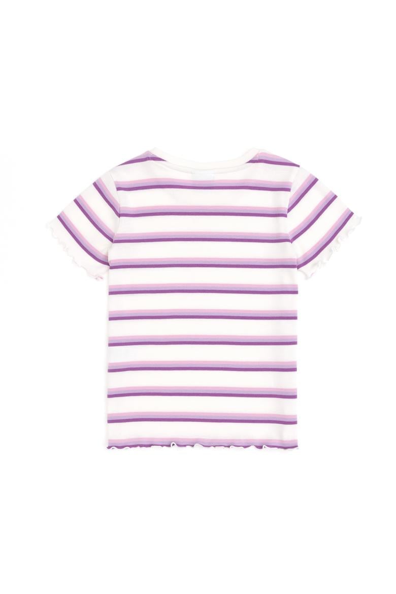 Kız Çocuk Ekru Bisiklet Yaka Basic Tişört - 50294737006