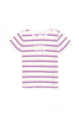 Kız Çocuk Ekru Bisiklet Yaka Basic Tişört - 50294737006