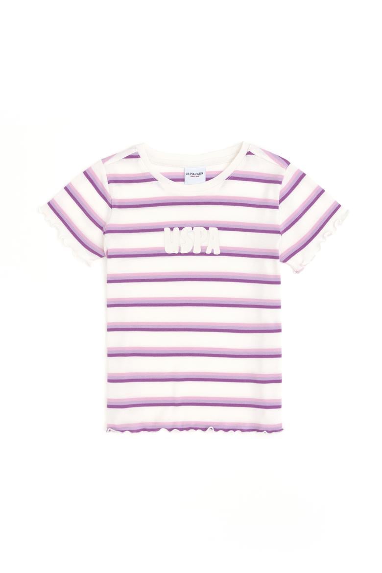 Kız Çocuk Ekru Bisiklet Yaka Basic Tişört - 50294737006