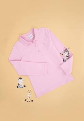 Kız Çocuk Pembe Polo Yaka Basic Sweatshirt - 50296377077