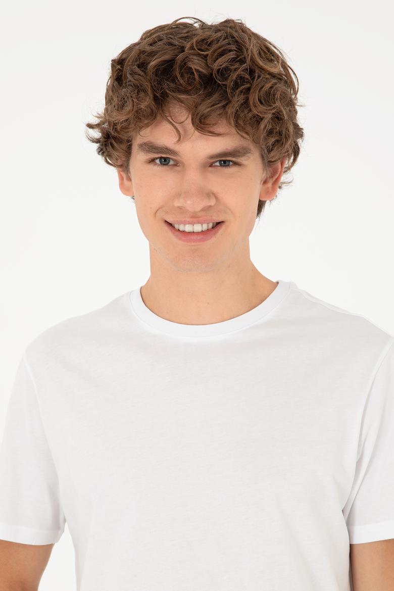 Erkek Beyaz Basic Tişört - 50284618017