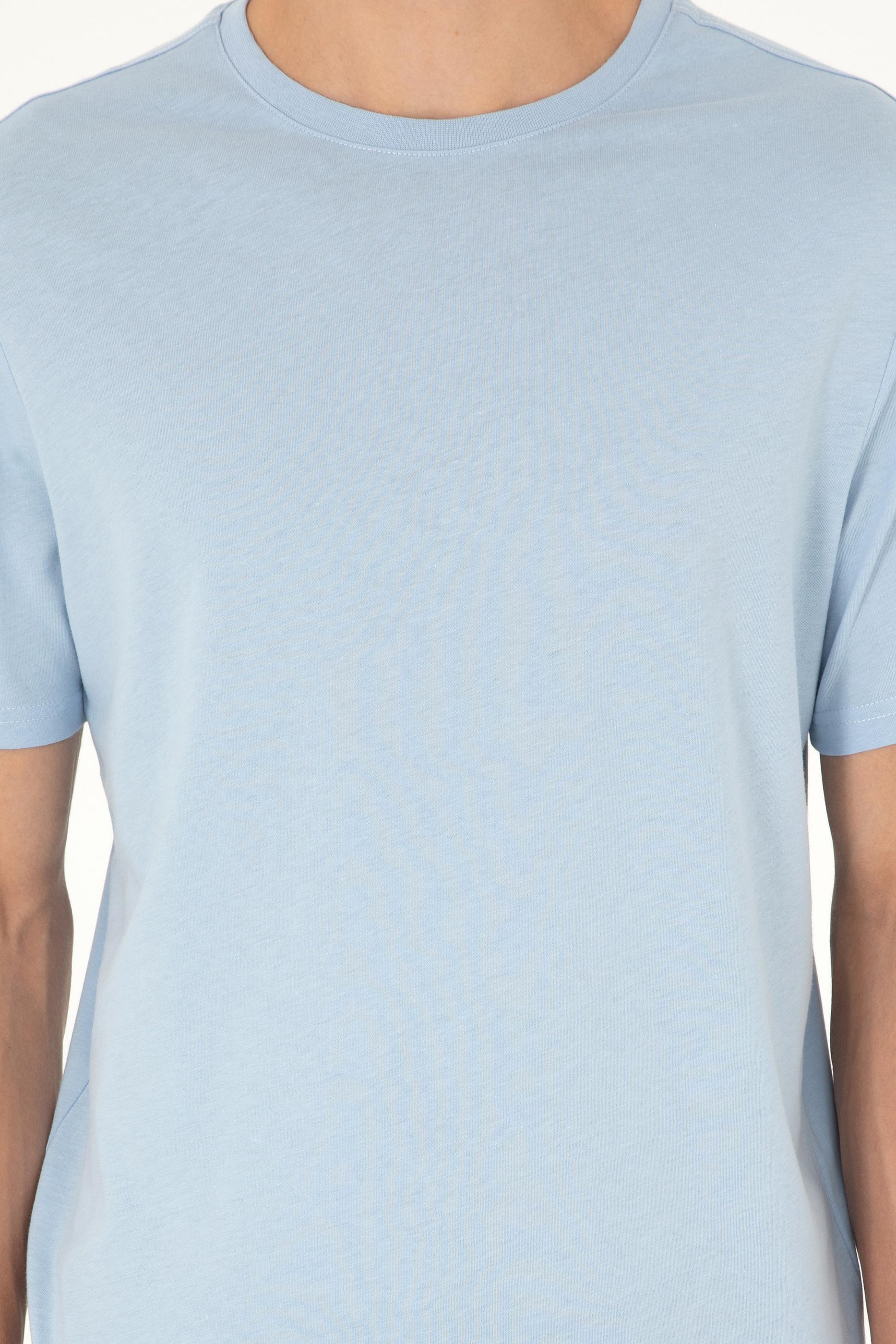 Erkek Açık Mavi Basic Tişört