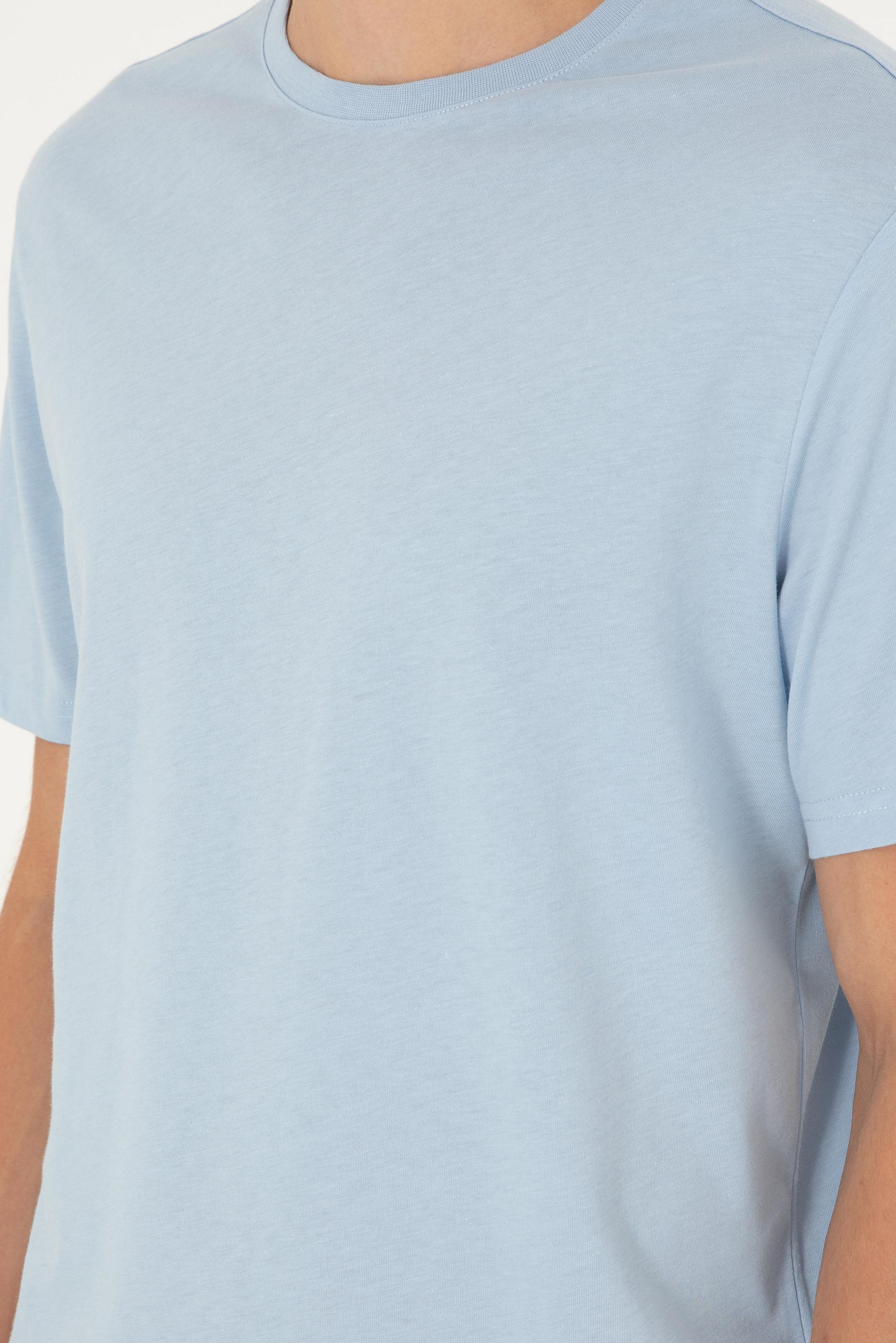 Erkek Açık Mavi Basic Tişört