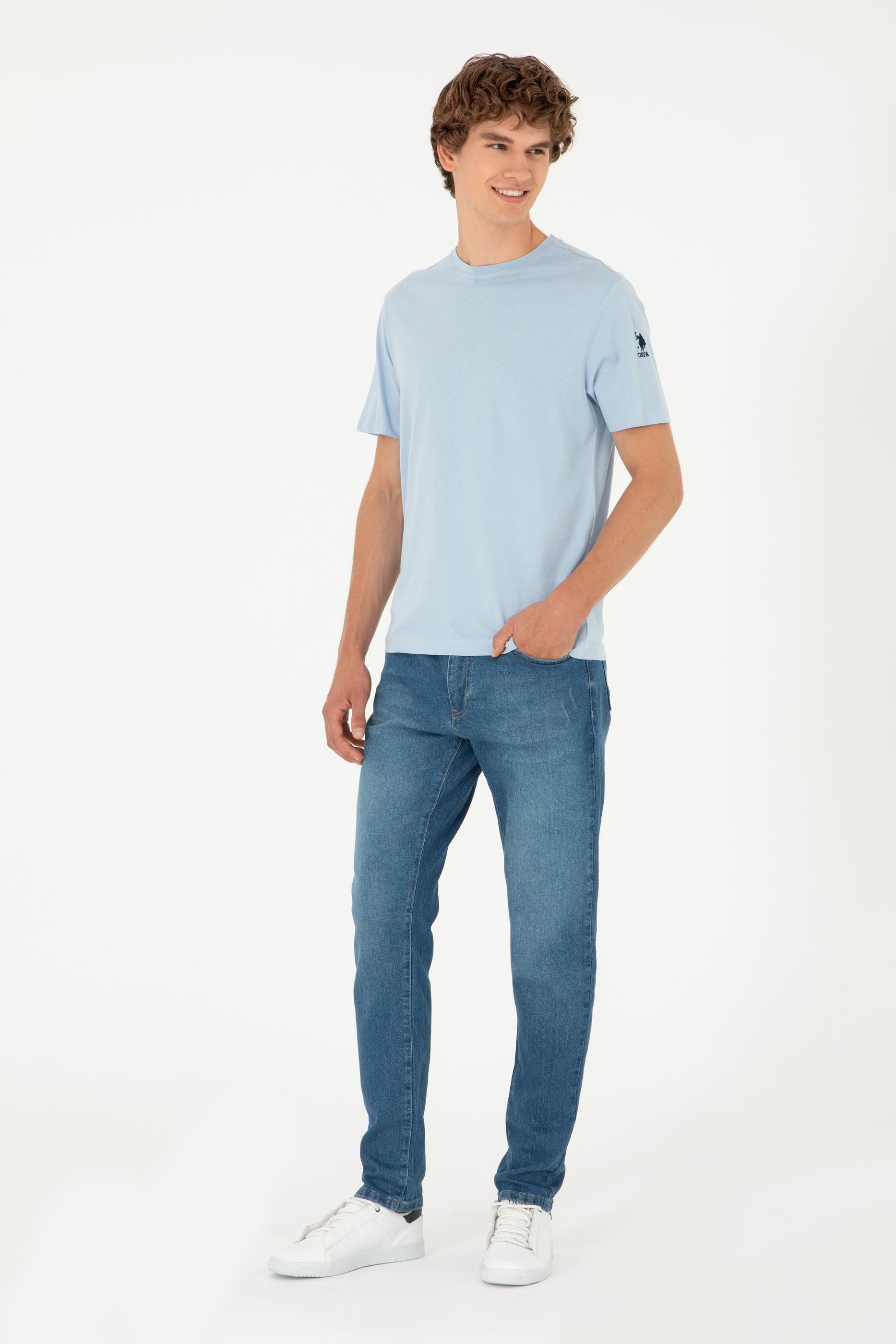 Erkek Açık Mavi Basic Tişört