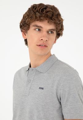 Erkek Regular Fit Polo Yaka Gri Melanj Basic Tişört - 50284641027