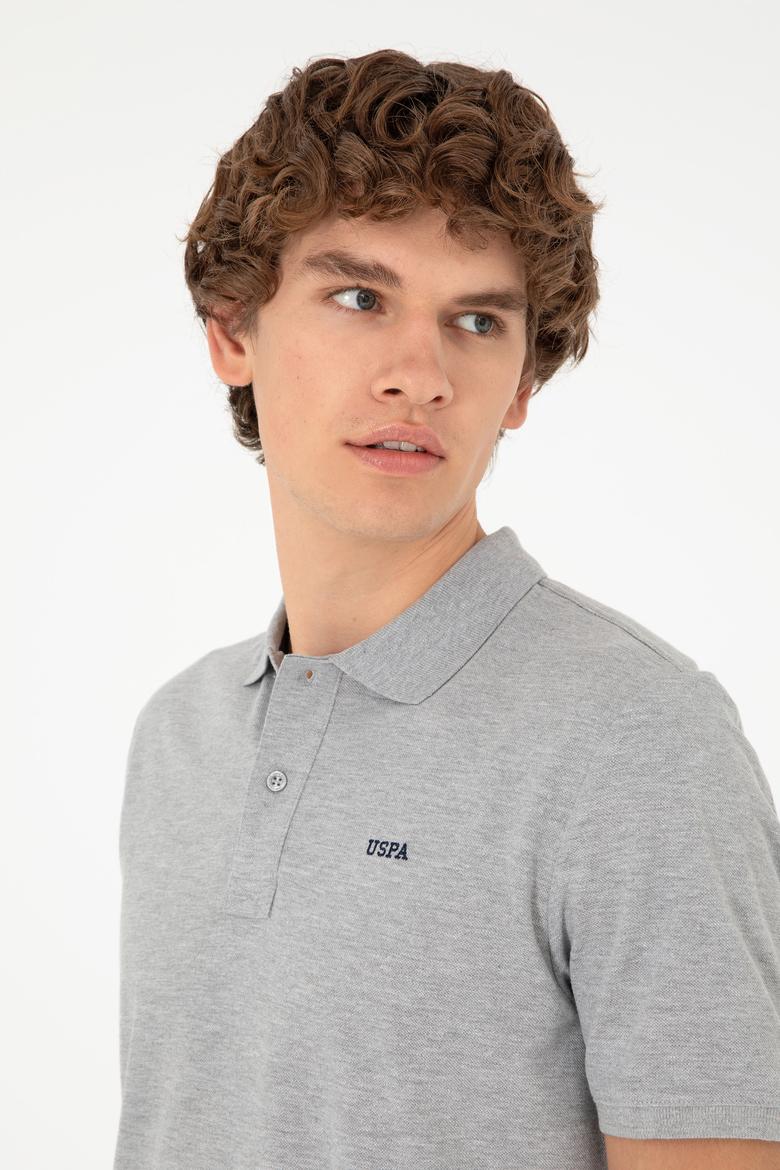 Erkek Regular Fit Polo Yaka Gri Melanj Basic Tişört - 50284641027