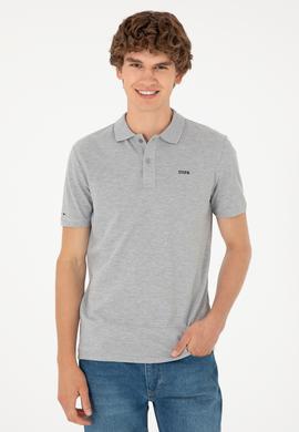 Erkek Regular Fit Polo Yaka Gri Melanj Basic Tişört - 50284641027