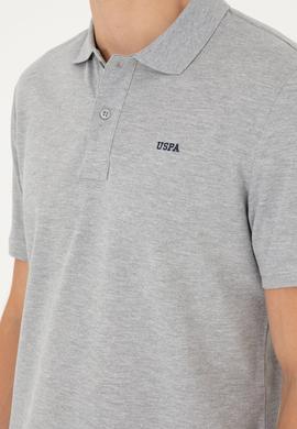 Erkek Regular Fit Polo Yaka Gri Melanj Basic Tişört - 50284641027