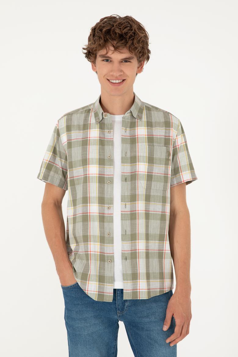 Erkek Haki Kısa Kollu Gömlek - 50282892017