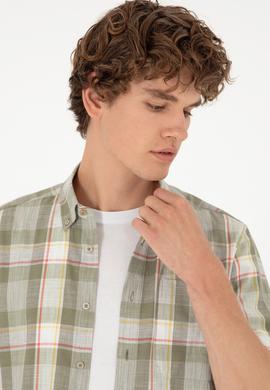 Erkek Haki Kısa Kollu Gömlek - 50282892017