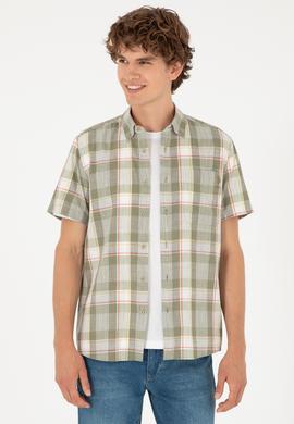 Erkek Haki Kısa Kollu Gömlek - 50282892017