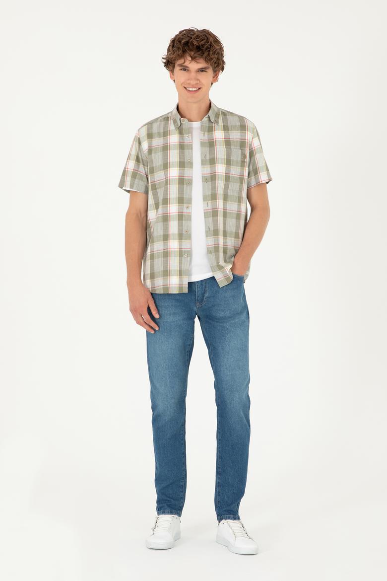 Erkek Haki Kısa Kollu Gömlek - 50282892017