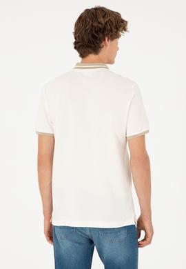 Erkek Oversize Fit Bisiklet Yaka Ekru Tişört - 50281926011