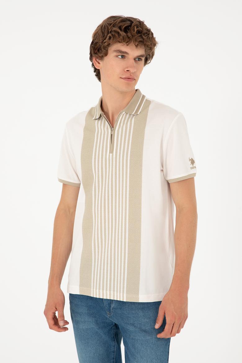 Erkek Oversize Fit Bisiklet Yaka Ekru Tişört - 50281926011