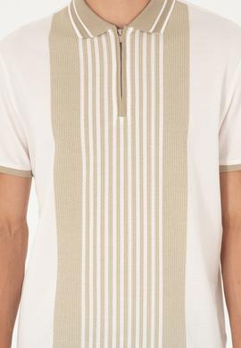 Erkek Oversize Fit Bisiklet Yaka Ekru Tişört - 50281926011