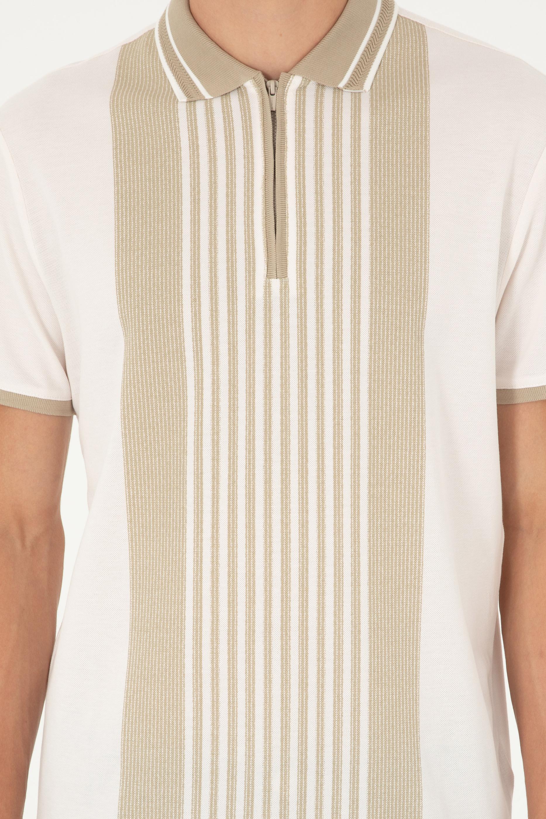 Erkek Oversize Fit Bisiklet Yaka Ekru Tişört