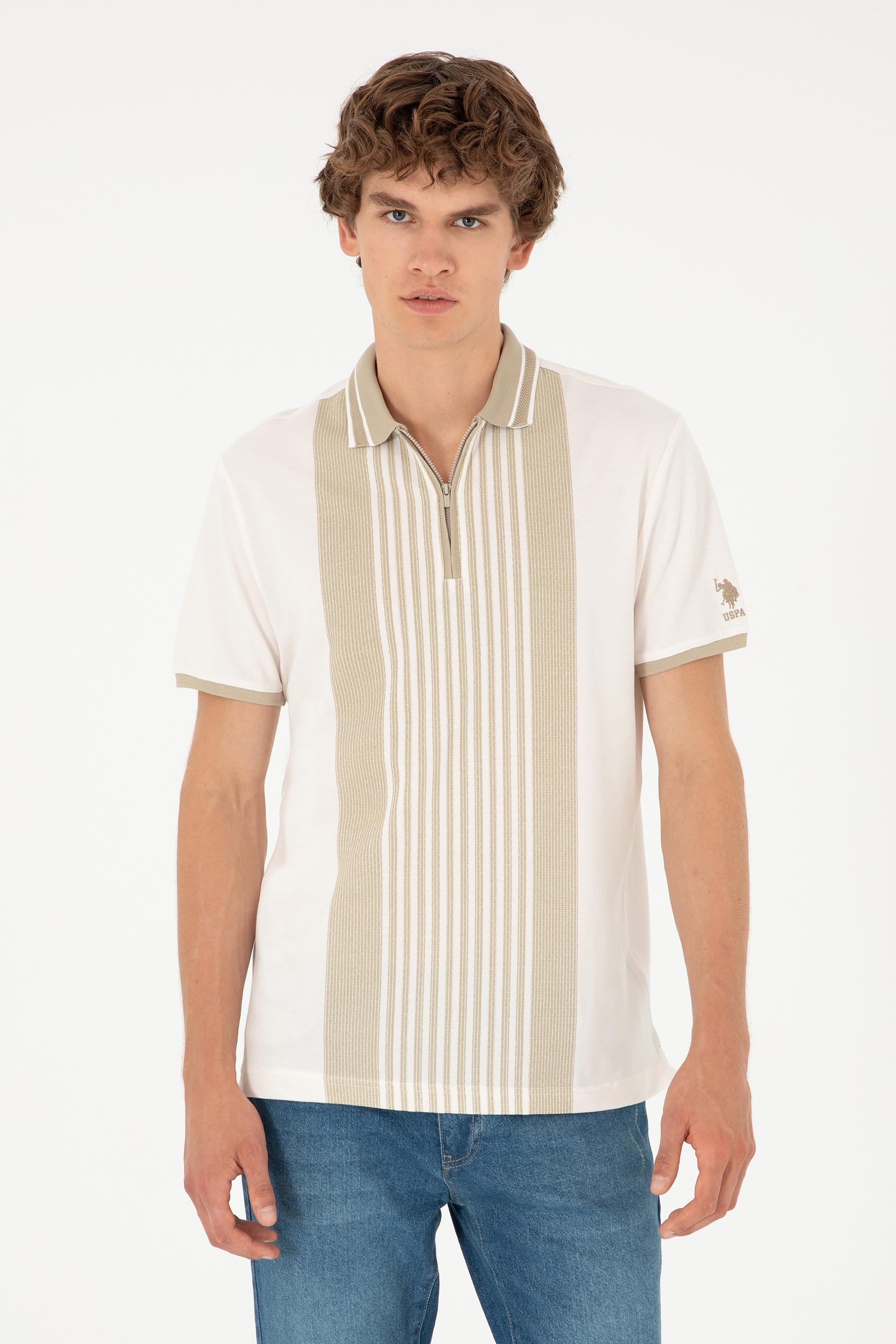 Erkek Oversize Fit Bisiklet Yaka Ekru Tişört