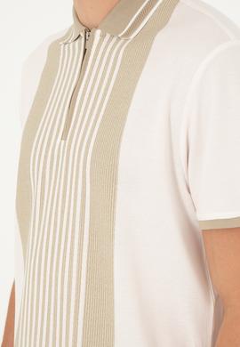 Erkek Oversize Fit Bisiklet Yaka Ekru Tişört - 50281926011