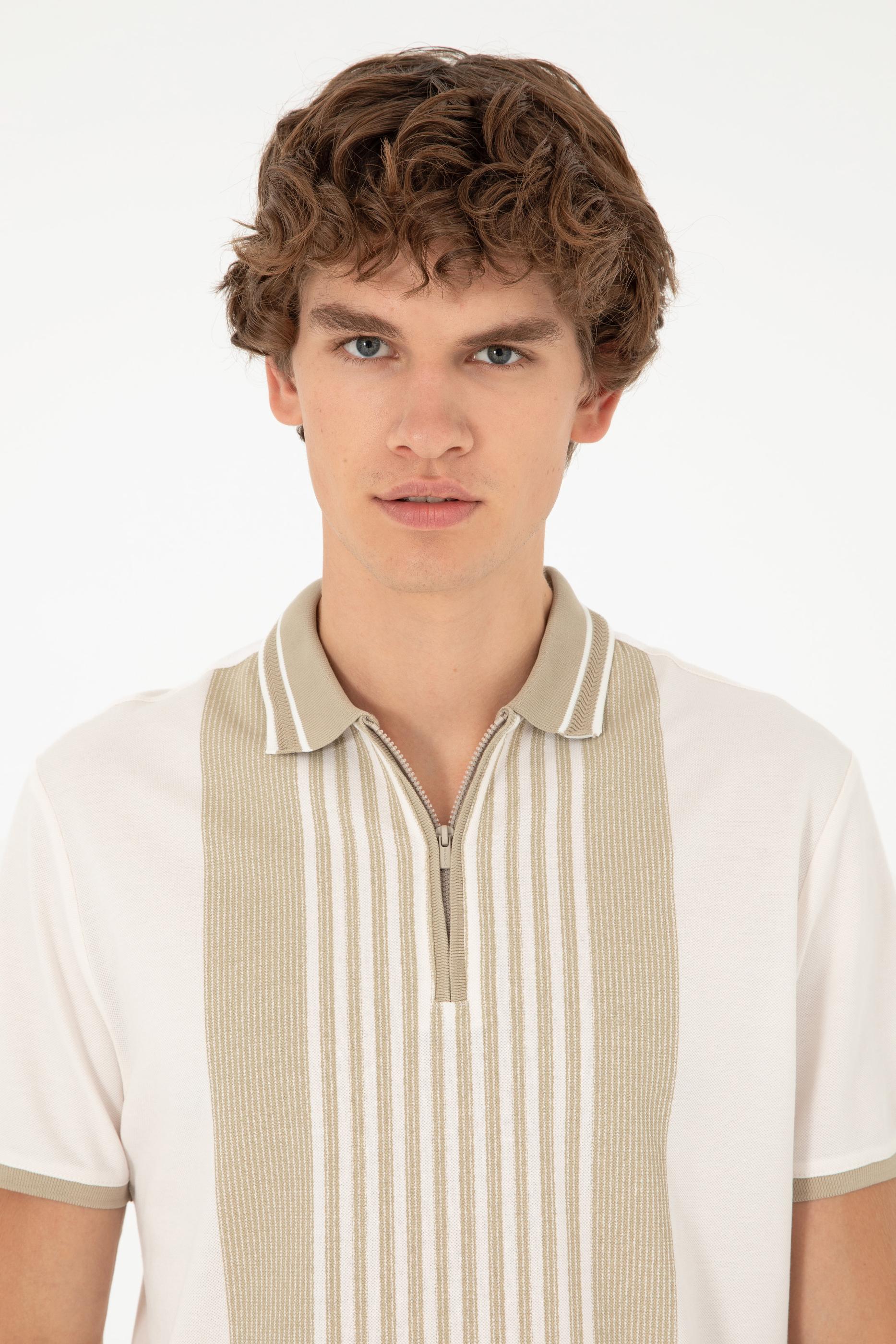 Erkek Oversize Fit Bisiklet Yaka Ekru Tişört