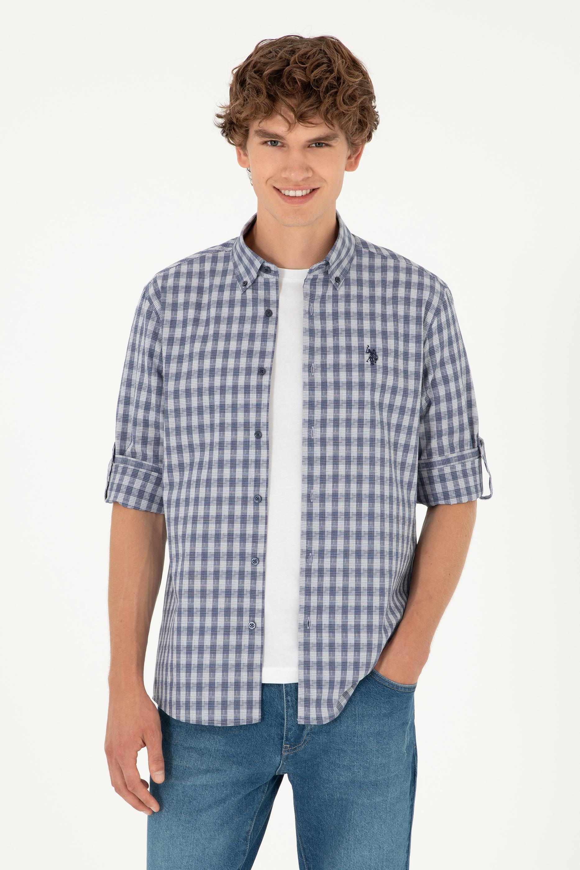 Erkek Lacivert Uzun Kollu Gömlek