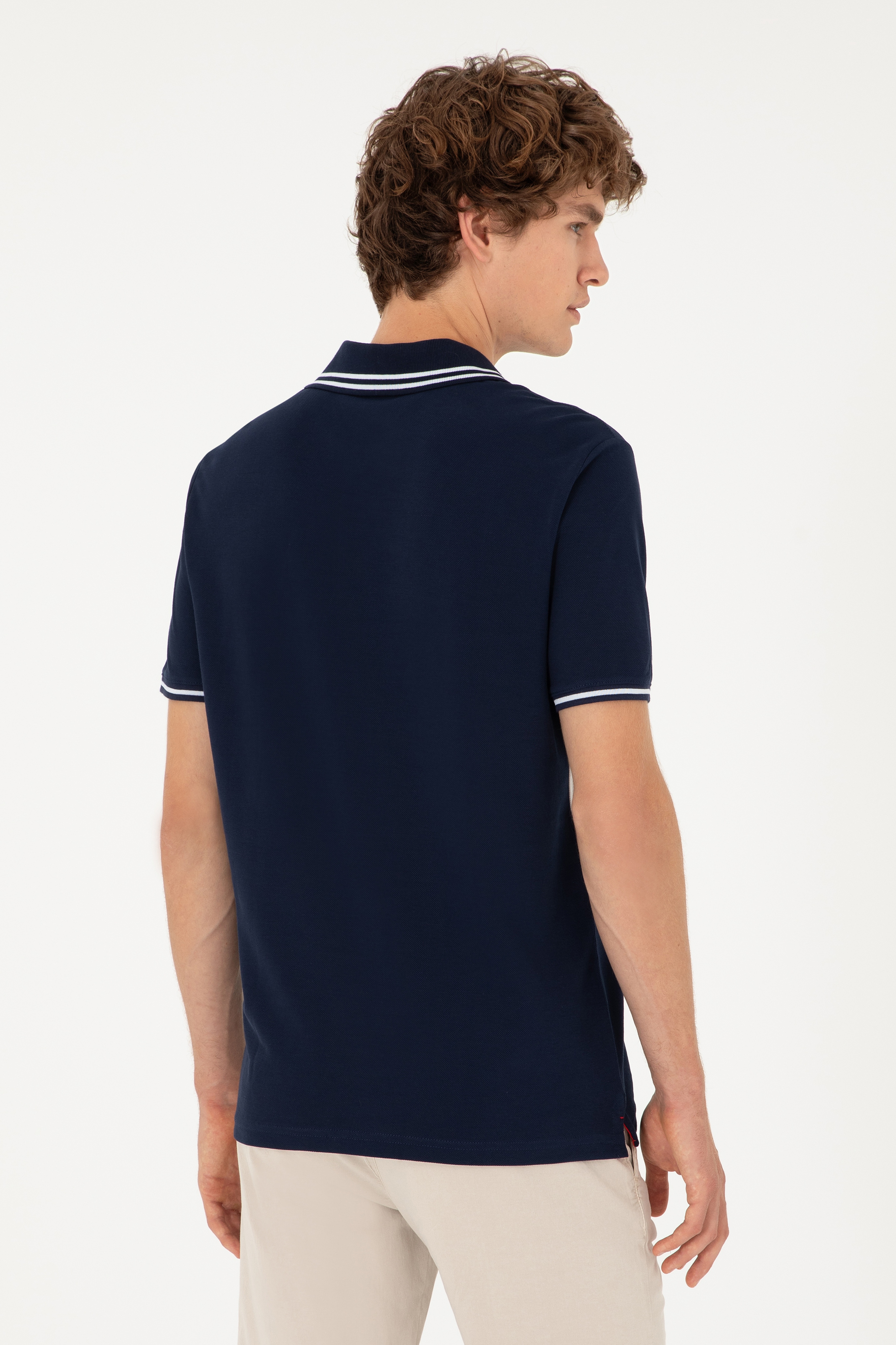 Erkek Regular Fit Polo Yaka Lacivert Tişört - Image 5