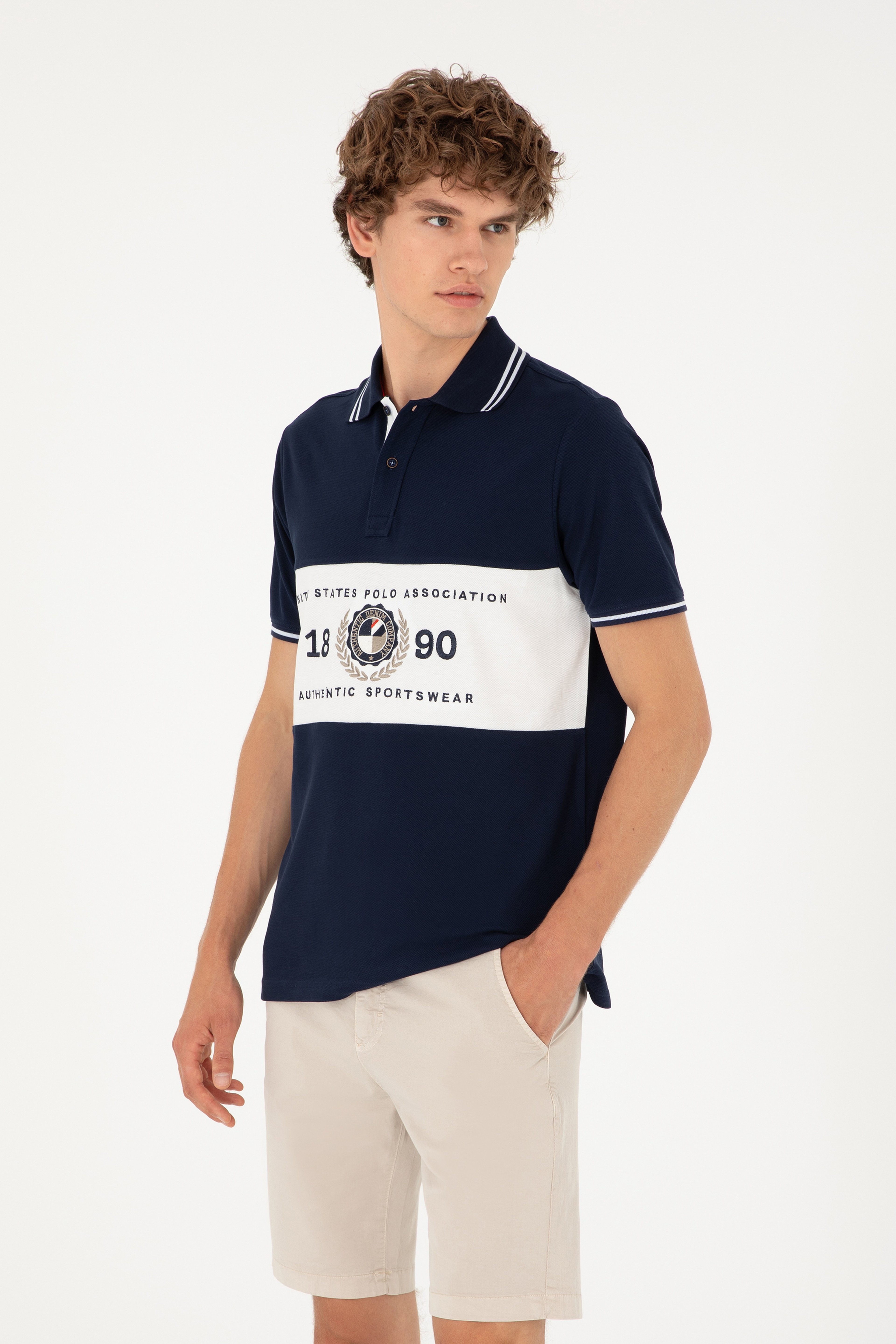 Erkek Regular Fit Polo Yaka Lacivert Tişört - Image 1