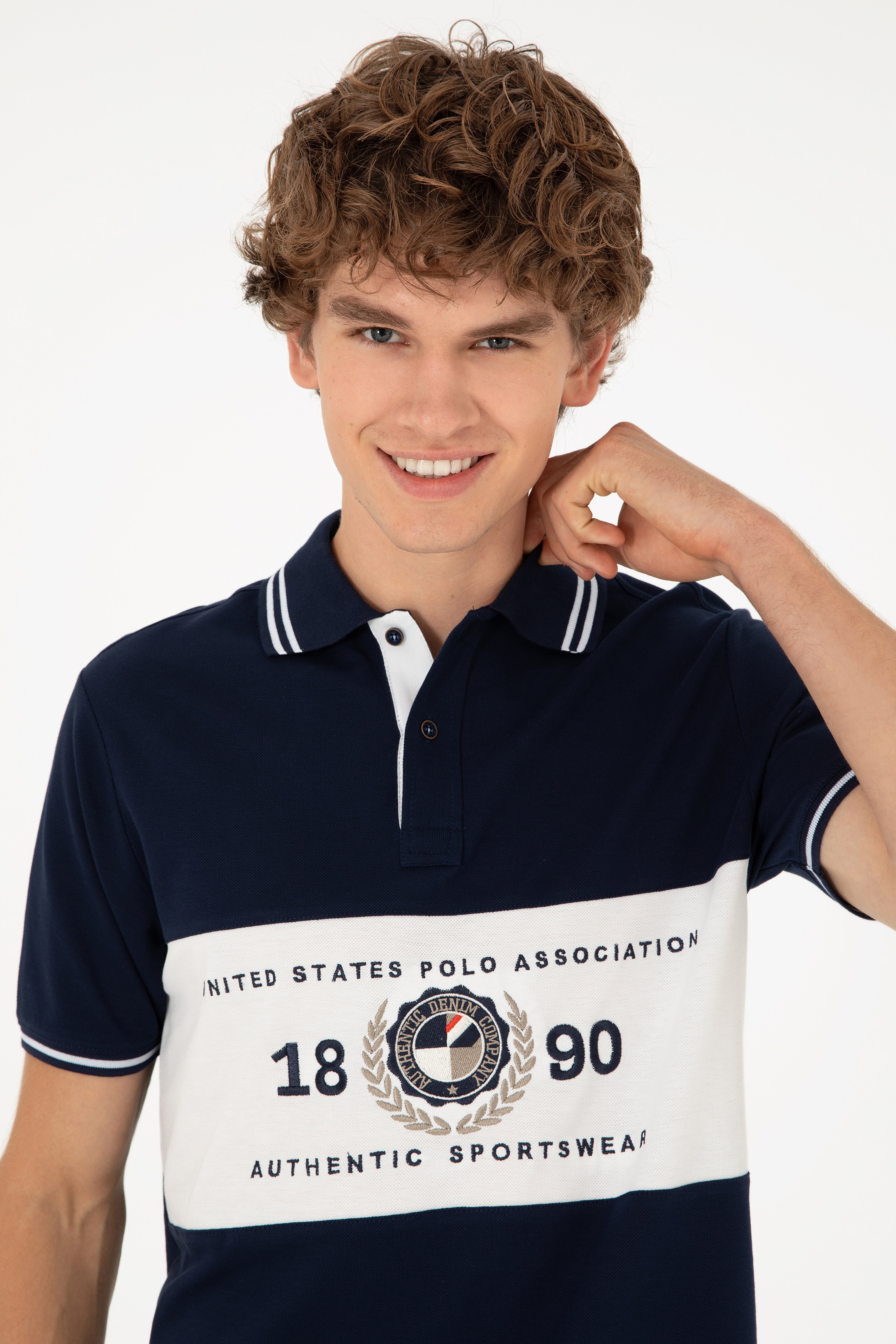 Erkek Regular Fit Polo Yaka Lacivert Tişört - Image 2