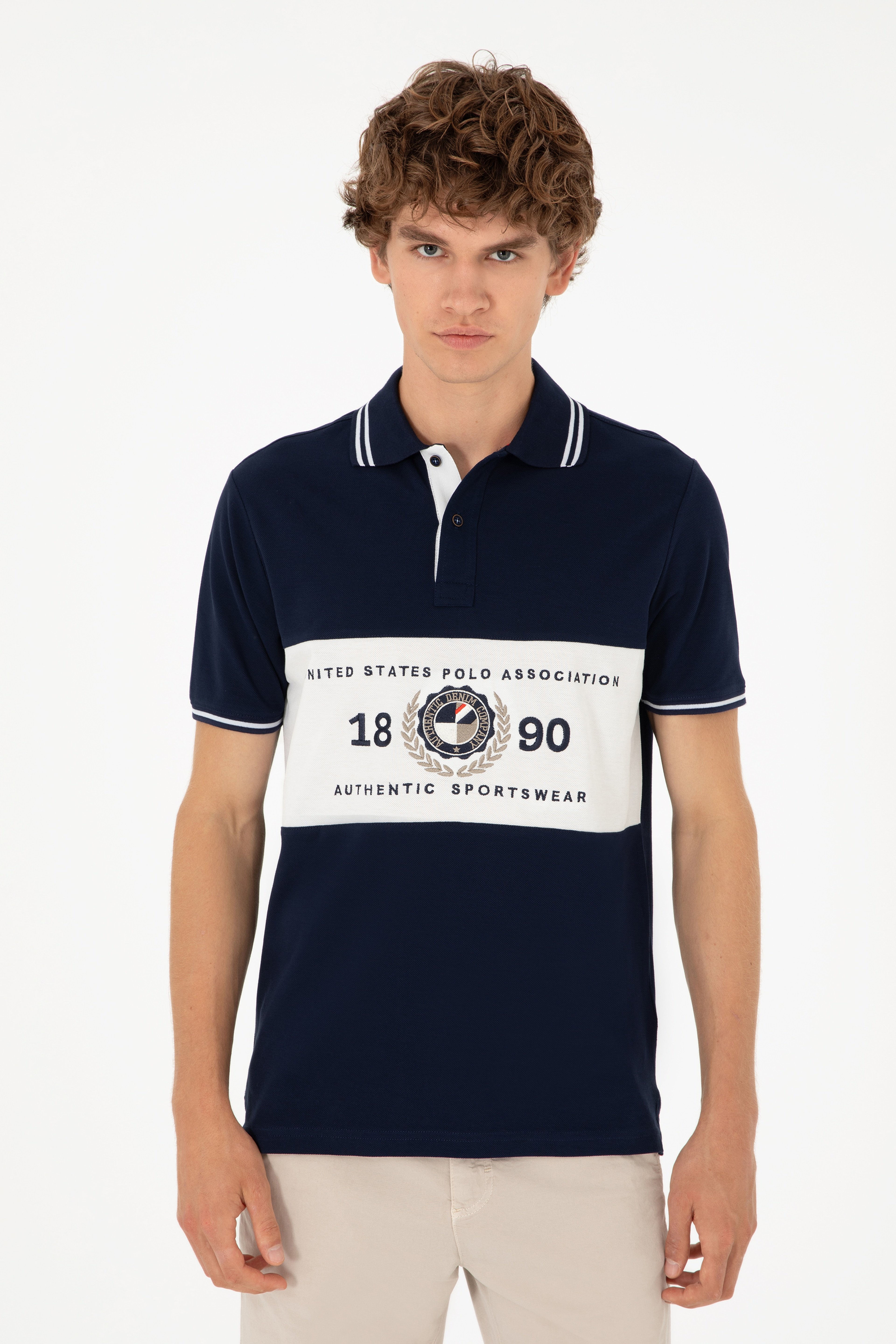 Erkek Regular Fit Polo Yaka Lacivert Tişört - Image 3