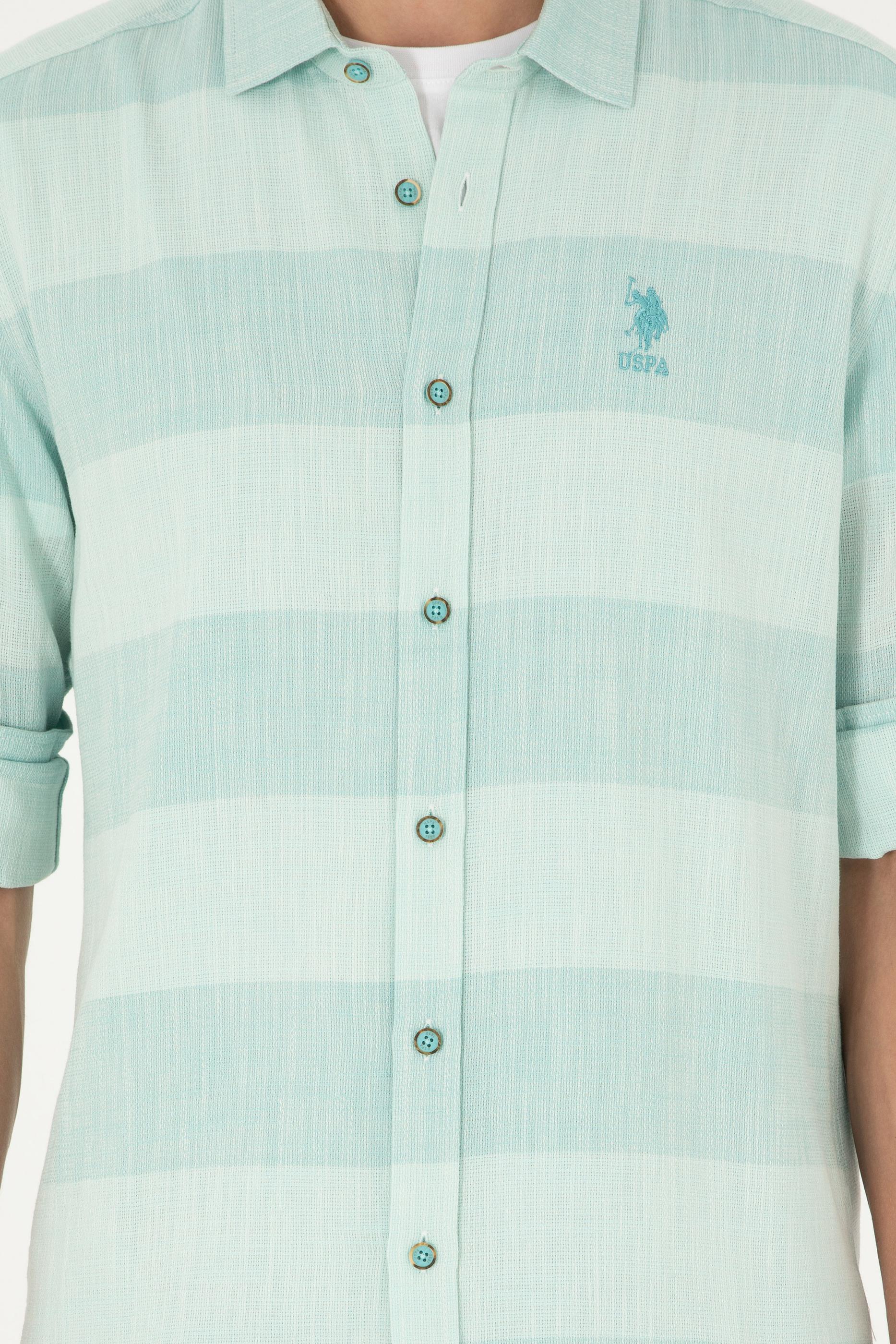 Erkek Mint Uzun Kollu Gömlek