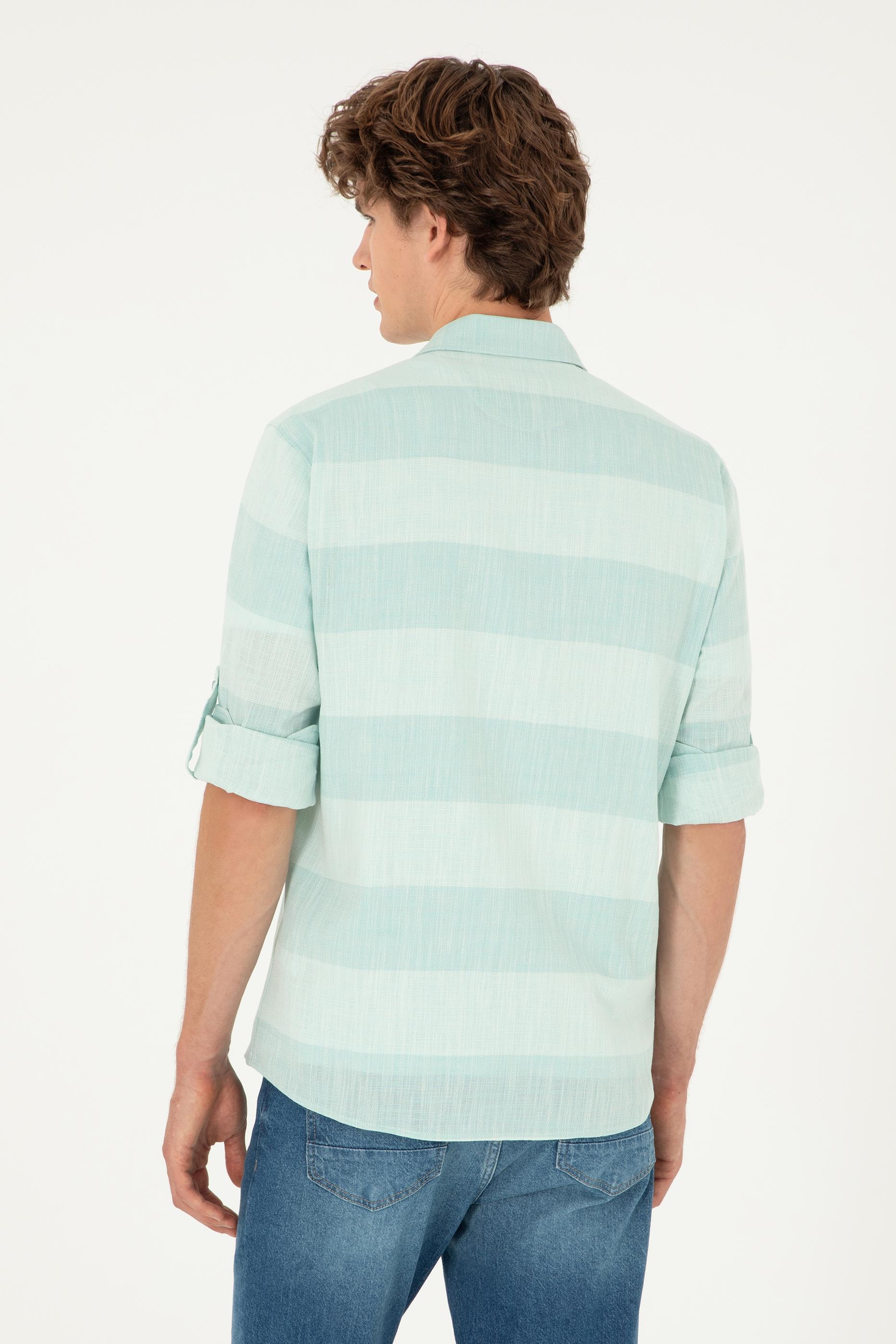 Erkek Mint Uzun Kollu Gömlek