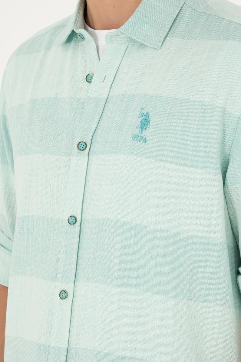 Erkek Mint Uzun Kollu Gömlek