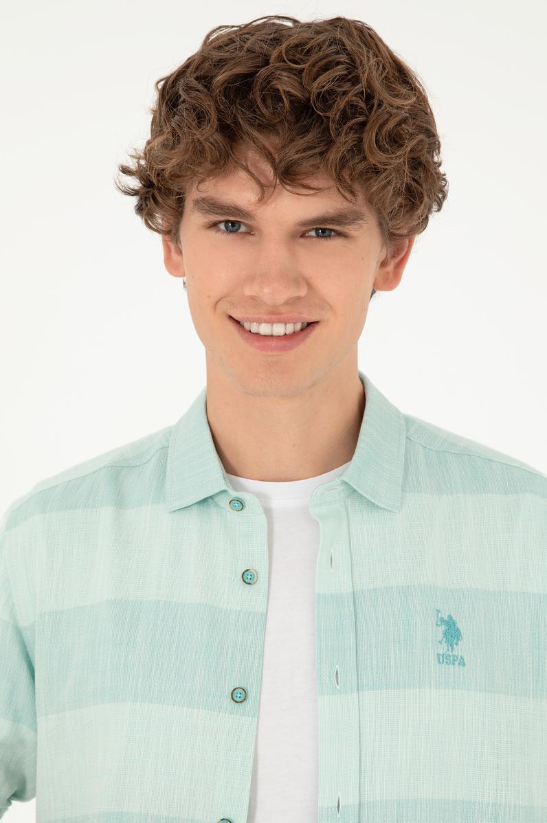 Erkek Mint Uzun Kollu Gömlek