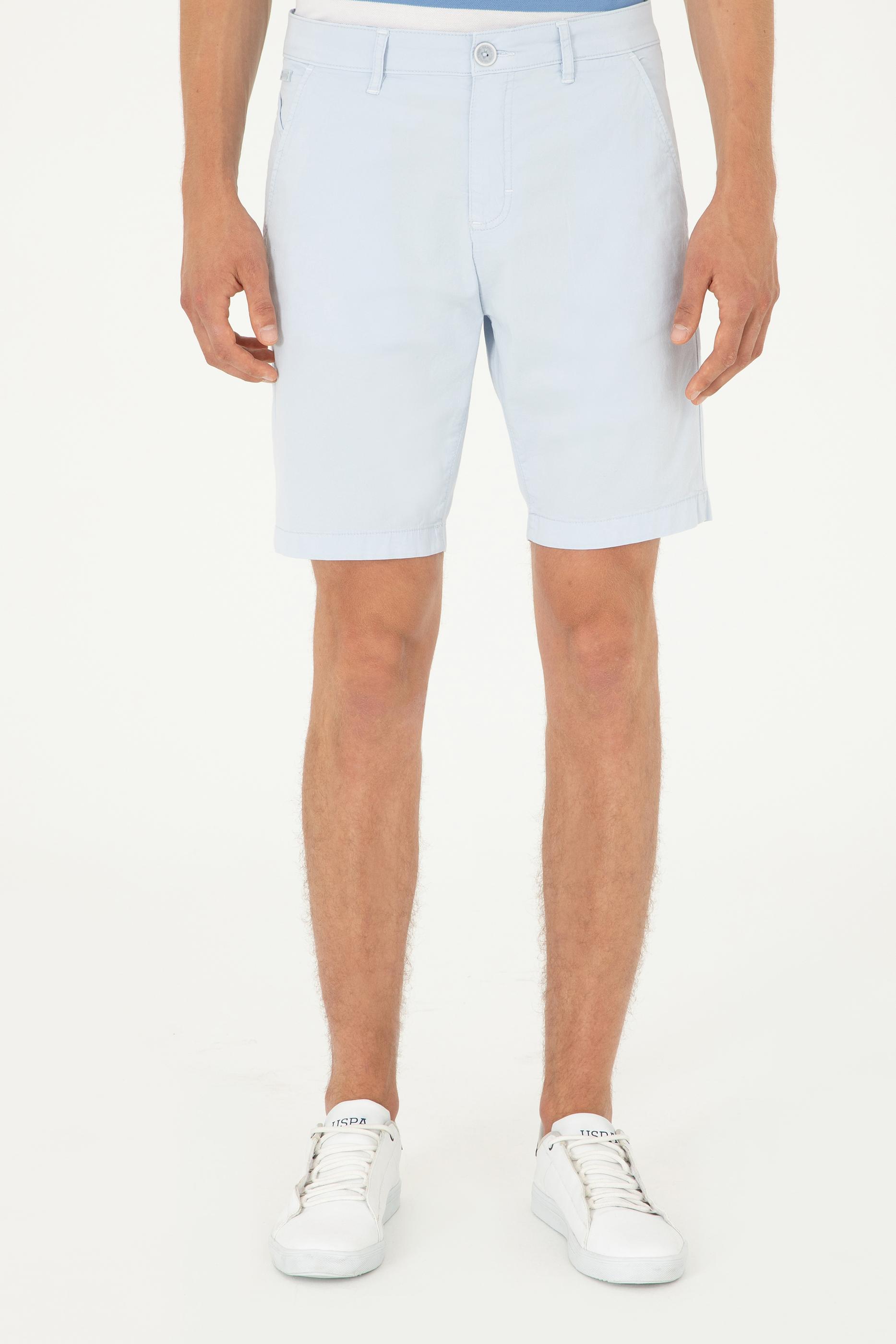 Erkek Açık Mavi Dokuma Şort